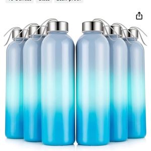 6 glass water bottles tumblers - New in box